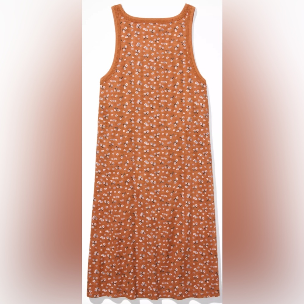 American Eagle Dress XL Cotton Waffle blend Scoop Neck Body Skimming, floral - Picture 5 of 9